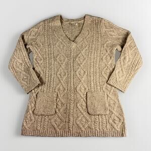 Soft Surroundings Cableknit Sweater Women’s Wool Alpaca Cashmere Chunky Size M